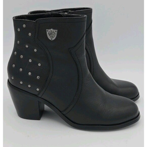 Harley-Davidson Womens Size 6.5M Angela Ankle Boots Black Leather Studded D83687 - Picture 7 of 10